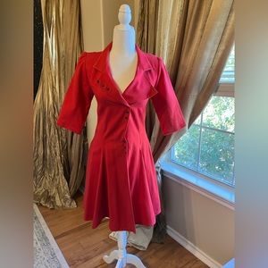 Vintage Barboglio Christina Jan Three-Quarter Sleeve Red Coat XS